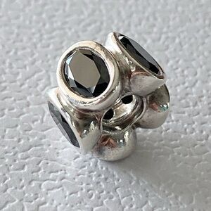 Authentic Pandora Silver Black Oval Lights Charm ~ Retired & Rare